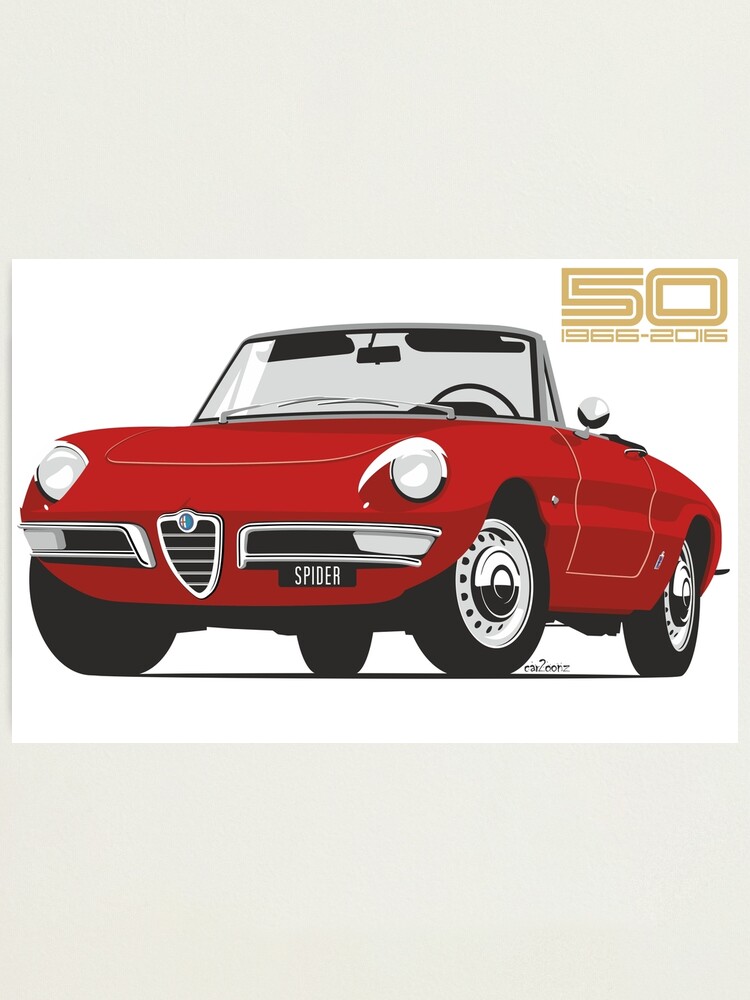 Alfa Romeo Duetto Series 1 Spider Red Photographic Print By Car2oonz Redbubble