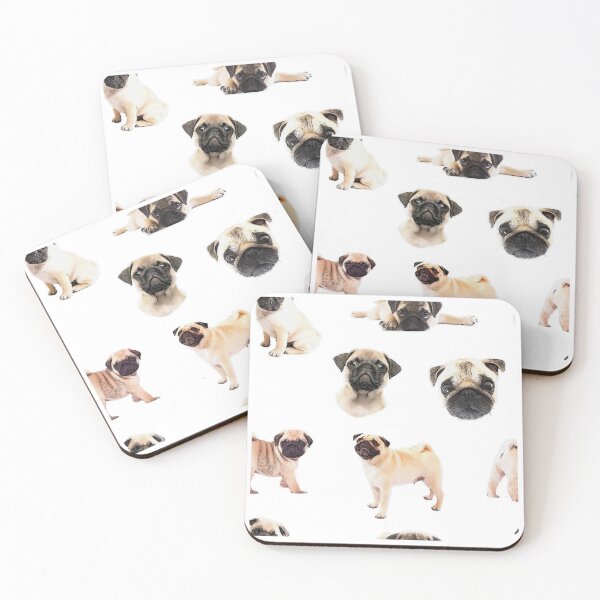 Item preview, Six pugs Cute line-art Dog Design Pattern designed and sold by BayRosePets.