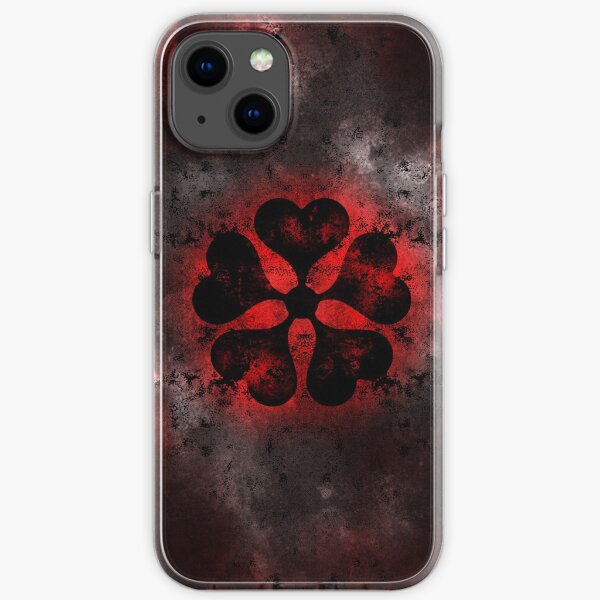 Livre de trèfle Trèfle trèfle trèfle grimoire à cinq feuilles noires, trèfle à feuilles magiques d'ombre pour les amateurs d'anime sombre Coque souple iPhone
