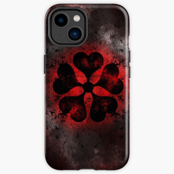 Kleebuch fünf schwarzes Blatt Grimoire Kleeblatt Klee, Schattenmagie Blattklee für dunkle Anime-Liebhaber iPhone Robuste Hülle