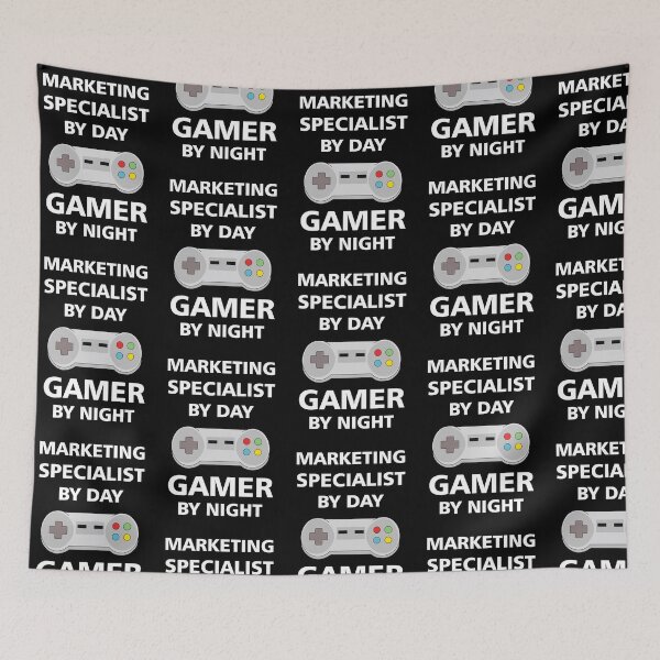 Item preview, Marketing specialist by day gamer by night, white text funny games lovers marketing specialist job, marketing specialist humor, marketing specialist joke, marketing specialist meme, designed and sold by SGS-.