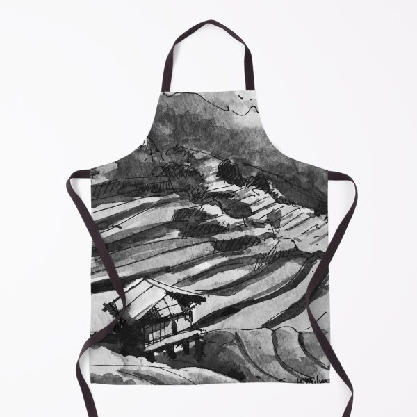 Item preview, Vietnam Terece Fields Black and White Watercolor Painting designed and sold by TheJoeyStudio.