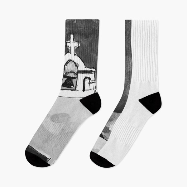 Item preview, Iglesia Griega Santorini Pintura A La Acuarela En Blanco Y Negro designed and sold by TheJoeyStudio.