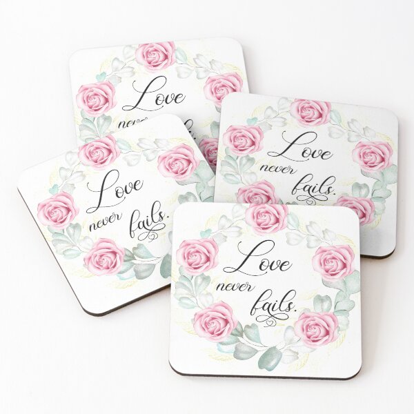 Item preview, Love Never Fails, 1Corinthians 13:8, Bible Verse, Scripture Wall Art, Watercolor Flowers designed and sold by Dzhenka-Balimez.