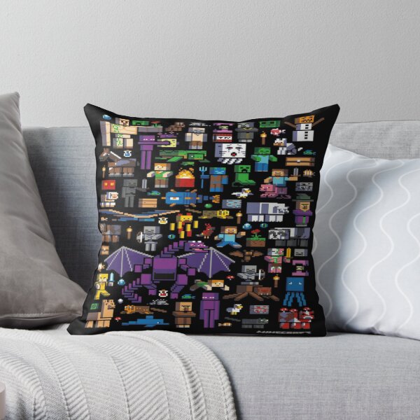 All minecraft characters . Throw Pillow