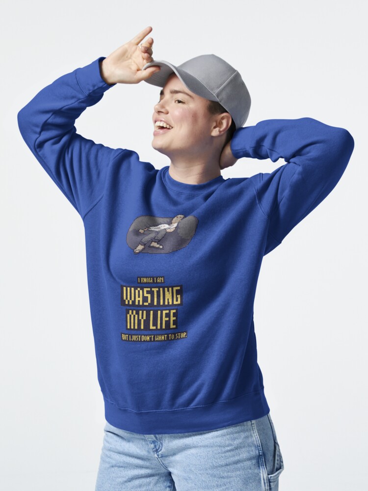 Thumbnail 5 of 7, Pullover Sweatshirt, Wasting life bean bag designed and sold by Mt-Front.