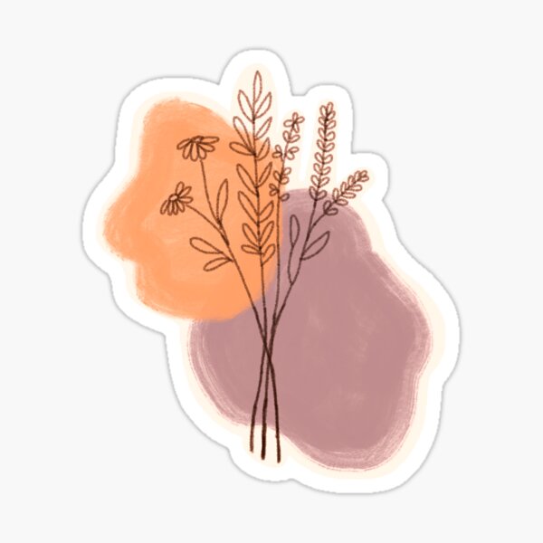 Boho Floral Bunch with Abstract Painted Backgroup Sticker