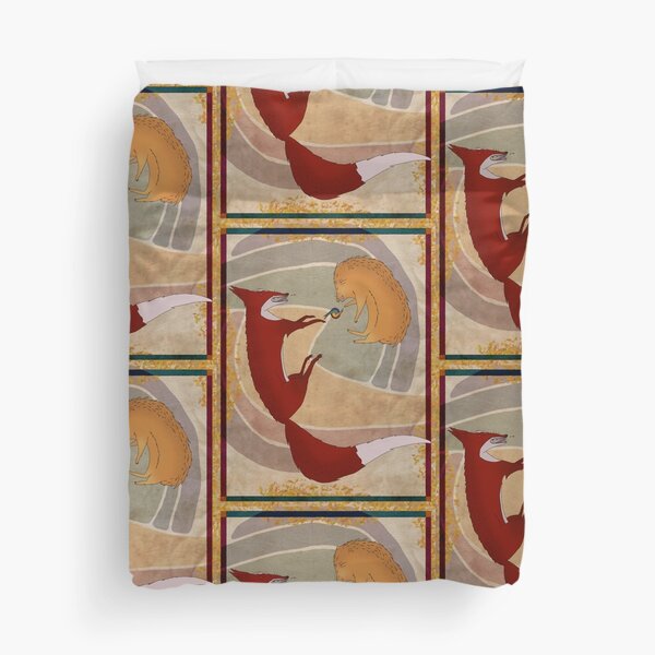 Fox and Hedgehog, Play-Fighting or Serious? Duvet Cover
