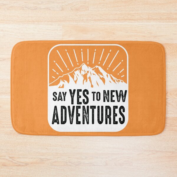 Item preview, Say Yes To New Adventures Mountains Camping Thrill Seeker Orange Background designed and sold by BrokenUnicorn.