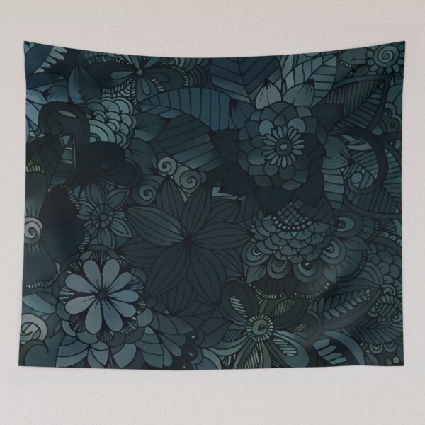 Item preview, Dark Blue Flower Pattern designed and sold by ClassicalAnime.