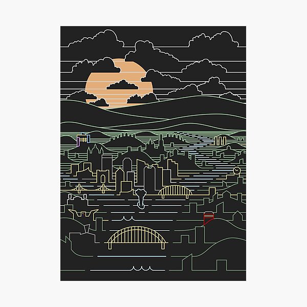Aperçu de l'œuvre Linear Pittsburgh 2.0 - Chemises et autocollants Pittsburgh Pennsylvania créée et vendue par BronsonLockwood.