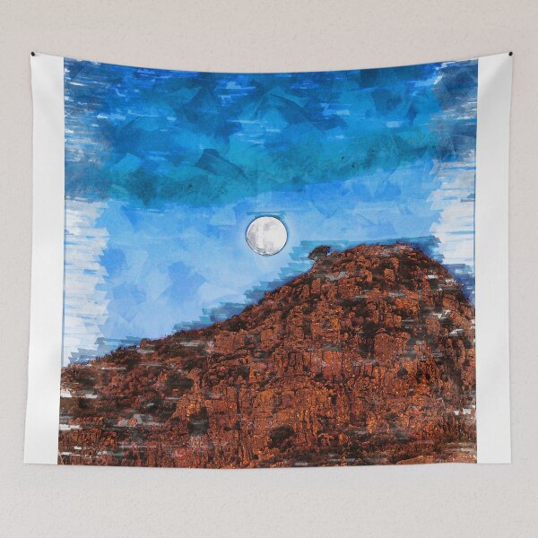 Item preview, Full Moon In Blue Sky Over Mountain. For Moon Lovers designed and sold by ColortrixArt.