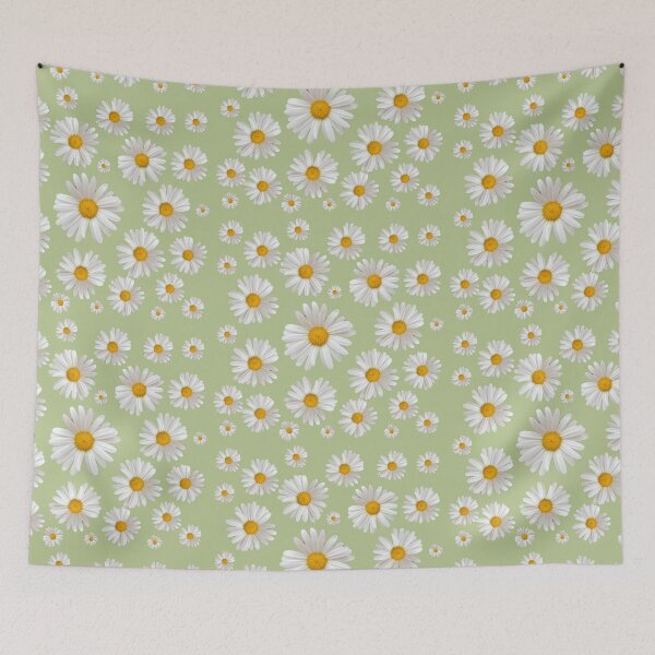 Item preview, Daisy print greenish background designed and sold by Ponted.
