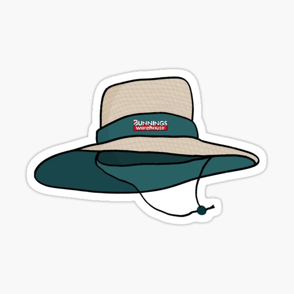 bunnings hat v2 sticker by samjaynee redbubble kitchen with wood island charcoal grey