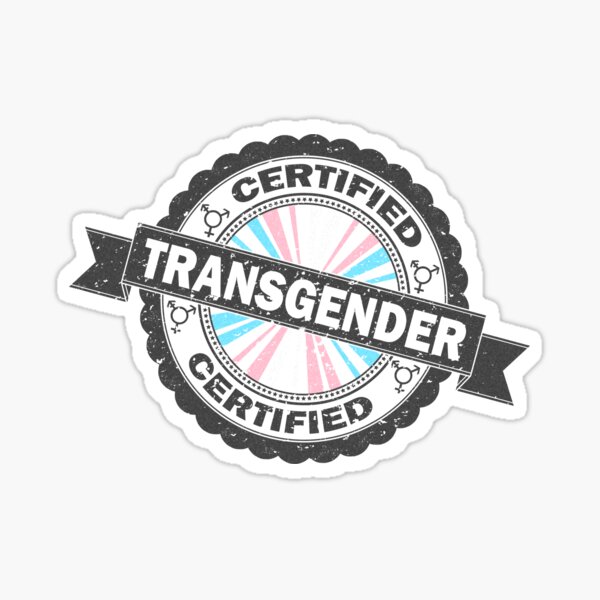 Certified Transgender Pride Seal of Approval with Pride Flag Background Sticker