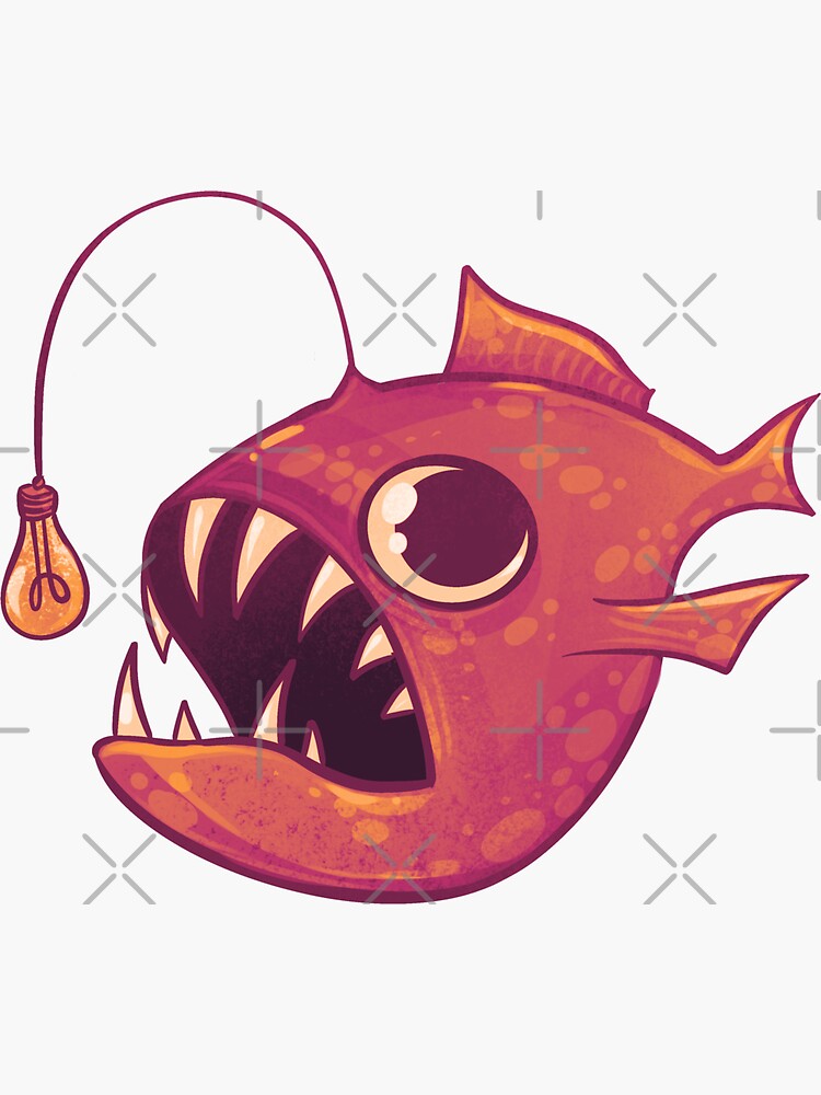 Cute Anglerfish (Red) | Sticker
