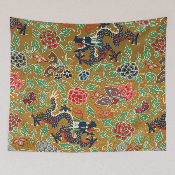 Item preview, Antique Japanese Floral Dragon Print designed and sold by The Masked Designer.
