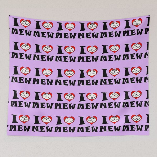 Item preview, I HEART MEW - GREY AND WHITE STRIPE CAT designed and sold by RawSunArt.