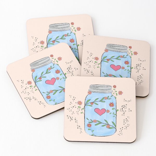 Item preview, Mason jar with flowers, leaves and a heart. designed and sold by Lizzamour.