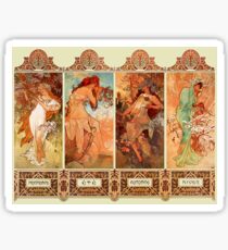 Alphonse Mucha Four Seasons Art Nouveau Sticker