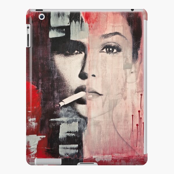 Woman Smoking a Cigarette (Red and Black) iPad Snap Case