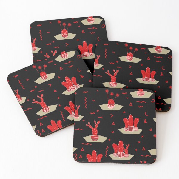 Aperçu de l'œuvre MOTIF CACTUS - NOIR ET ROUGE créée et vendue par Stylishboutique.