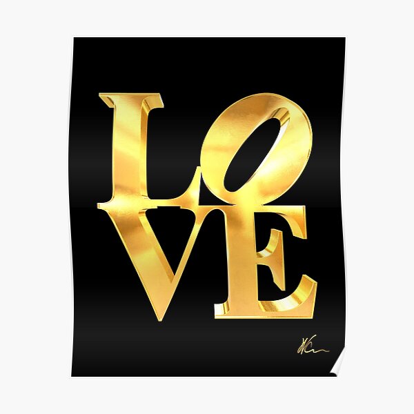 "3D Love Sign Gold Pop Art" Poster by williamcuccio Redbubble