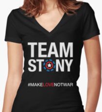Camiseta entallada de cuello en V Equipo Stony - Love Not War