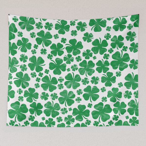 Item preview, Green Shamrocks Pattern | Four-Leafed Clover Vintage St. Patrick's Day Pattern designed and sold by Rabbitti.