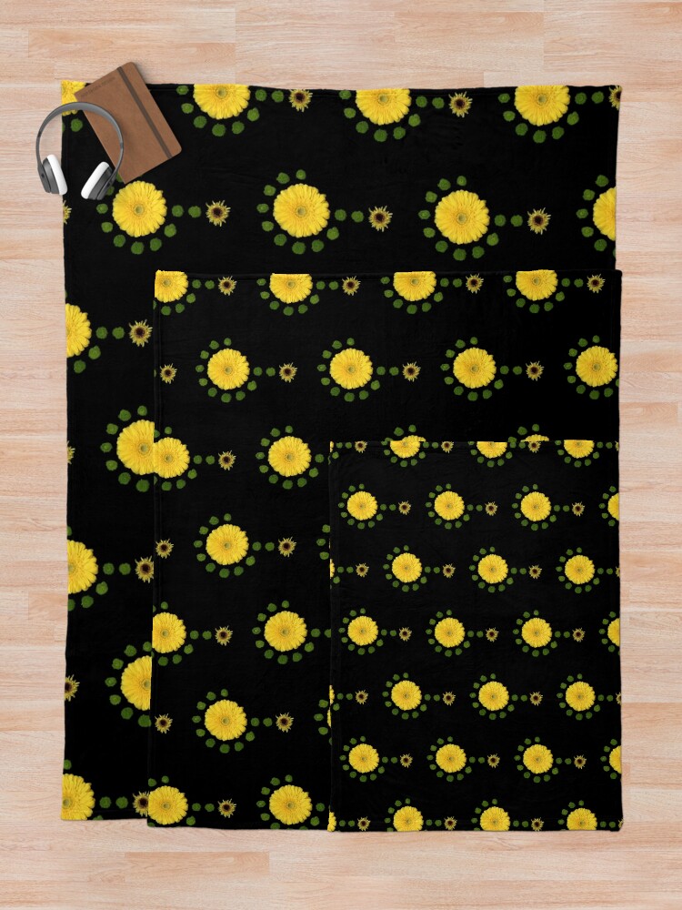 Thumbnail 5 of 6, Throw Blanket, Daisy Glyph Dark Floral designed and sold by LindasPhotoArt.