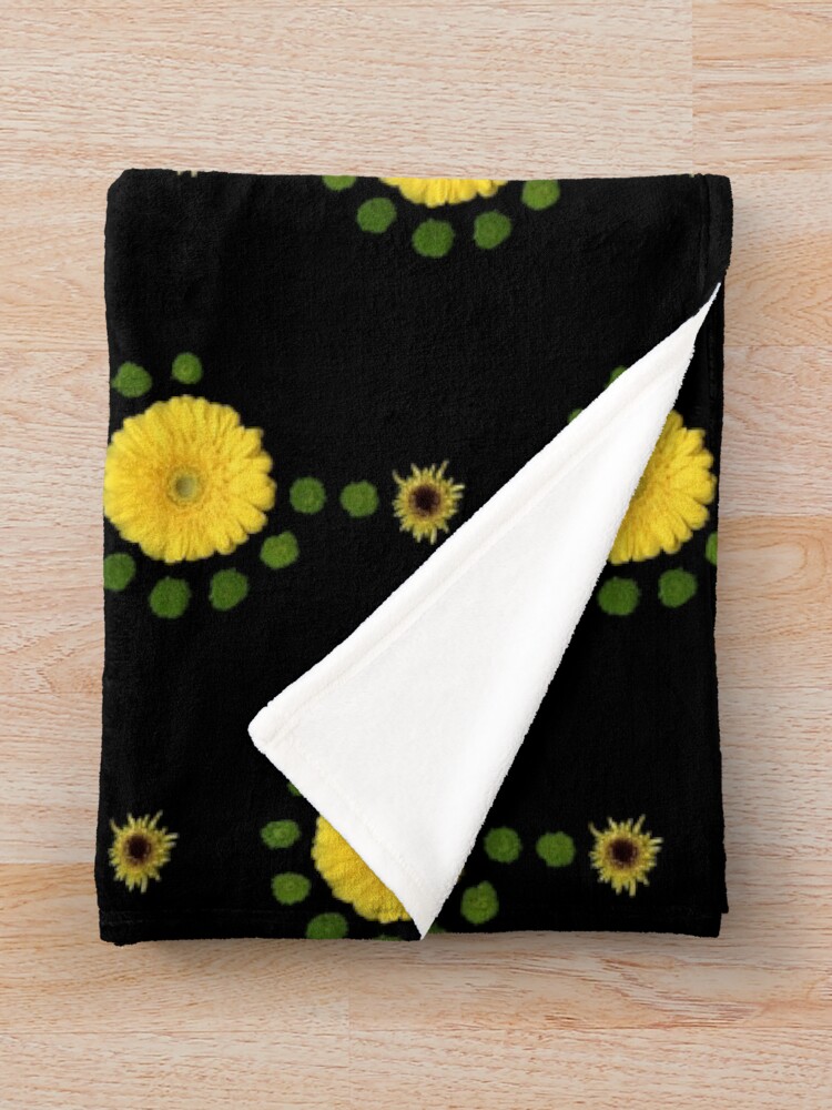 Thumbnail 3 of 6, Throw Blanket, Daisy Glyph Dark Floral designed and sold by LindasPhotoArt.
