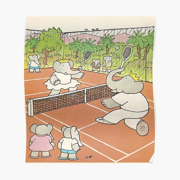 Babar jouant au tennis Poster