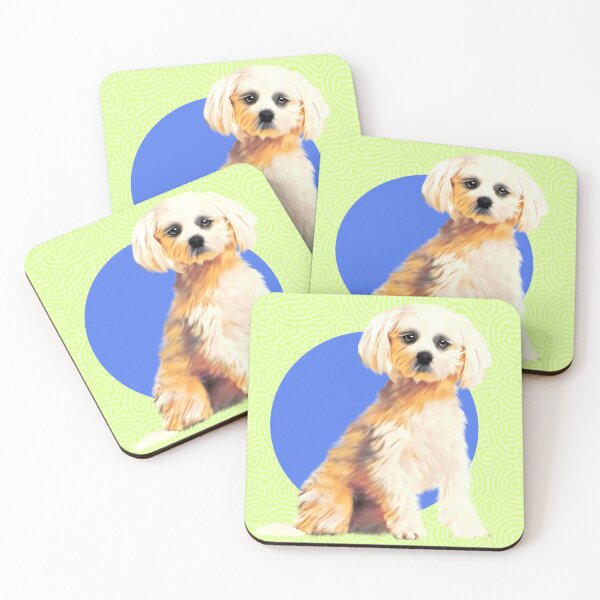 Item preview, Cute Maltese Dog on blue and green background graphic design art designed and sold by forziati design.