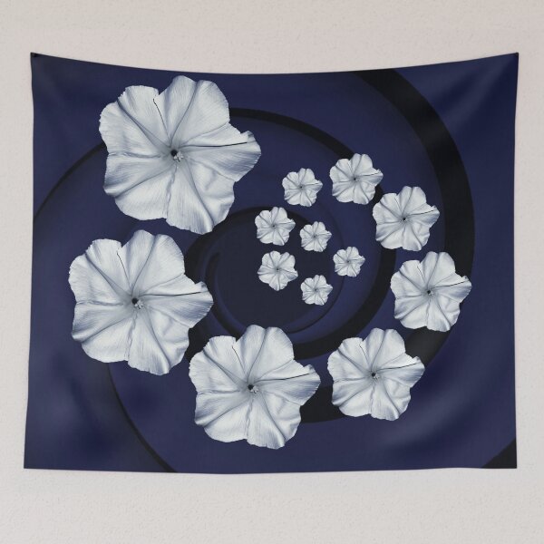Item preview, Copy of Spiral Moon Flower Navy Blue Swirl designed and sold by Roanemermaid.