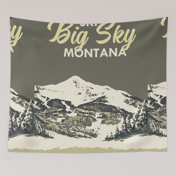 Item preview, Grey Ski Big Sky Montana Vintage Ski Poster designed and sold by ROEDERcraft.