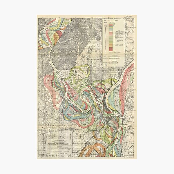 Item preview,  Harold Fisk, 1944 - Ancient Courses: Mississippi River Meander Belt, Plate 22 Sheet 1  designed and sold by VISIBLECREATION.
