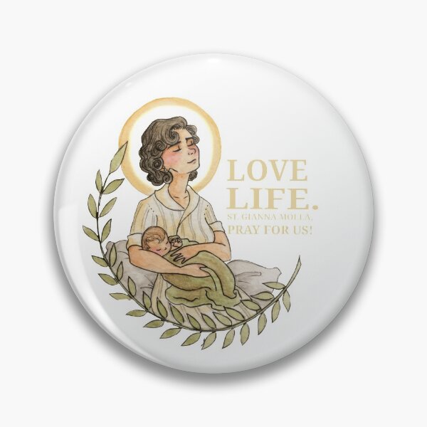 Item preview, "LOVE LIFE" - St. Gianna Molla designed and sold by SaintlyStitches.