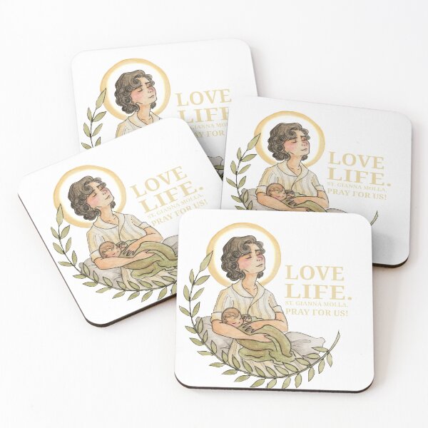 Item preview, "LOVE LIFE" - St. Gianna Molla designed and sold by SaintlyStitches.