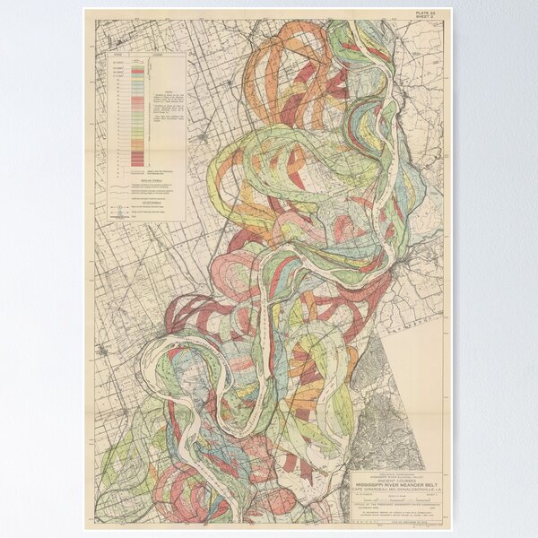 Item preview,  Harold Fisk, 1944 - Ancient Courses: Mississippi River Meander Belt, Plate 22 Sheet 2 designed and sold by VISIBLECREATION.