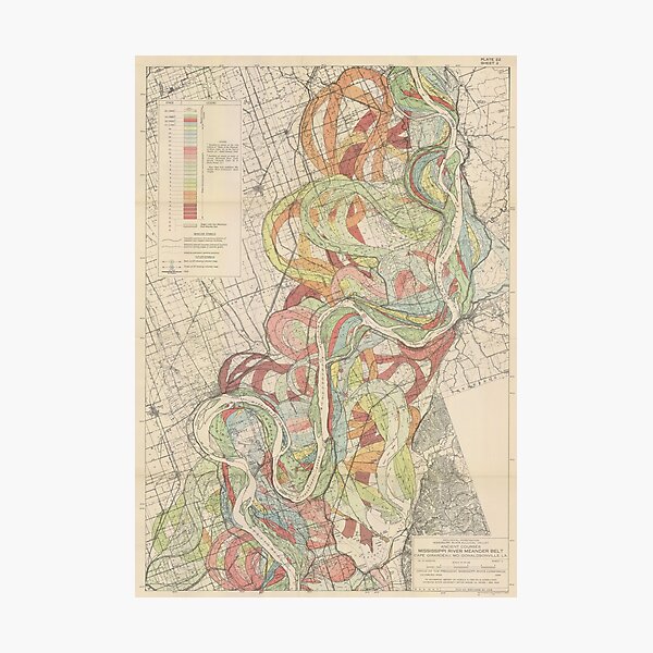 Item preview,  Harold Fisk, 1944 - Ancient Courses: Mississippi River Meander Belt, Plate 22 Sheet 2 designed and sold by VISIBLECREATION.