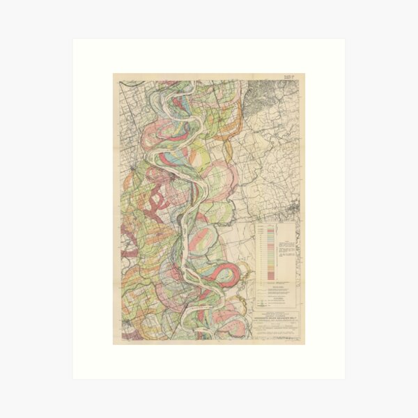 Item preview, Harold Fisk, 1944 - Ancient Courses: Mississippi River Meander Belt, Plate 22 Sheet 3 designed and sold by VISIBLECREATION.