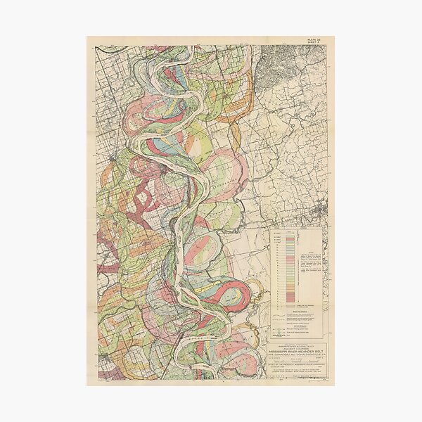 Item preview, Harold Fisk, 1944 - Ancient Courses: Mississippi River Meander Belt, Plate 22 Sheet 3 designed and sold by VISIBLECREATION.