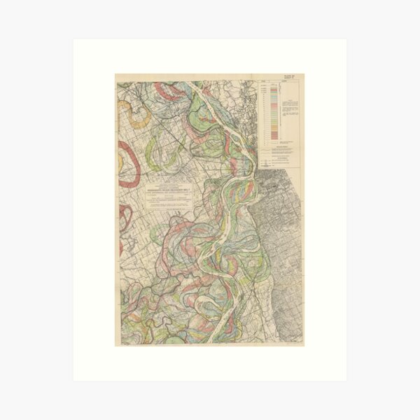 Item preview, Harold Fisk, 1944 - Ancient Courses: Mississippi River Meander Belt, Plate 22 Sheet 5 designed and sold by VISIBLECREATION.