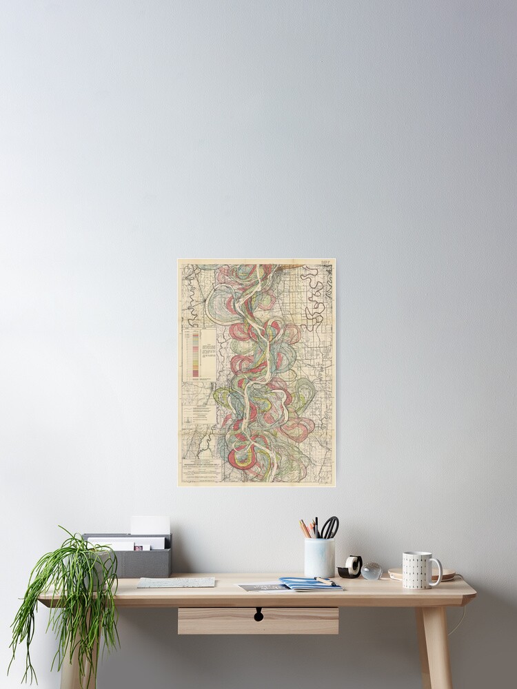 Thumbnail 2 of 3, Poster, Harold Fisk, 1944 - Ancient Courses: Mississippi River Meander Belt, Plate 22 Sheet 9 designed and sold by VISIBLECREATION.