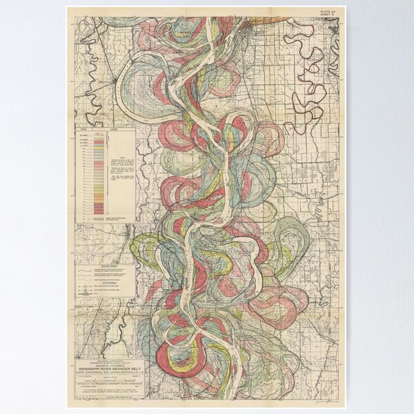 Item preview, Harold Fisk, 1944 - Ancient Courses: Mississippi River Meander Belt, Plate 22 Sheet 9 designed and sold by VISIBLECREATION.