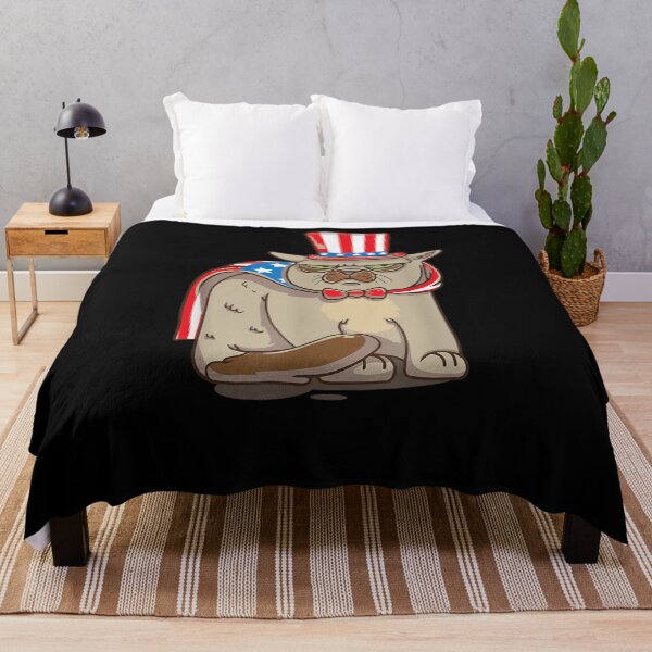 Item preview, Mad Cat Wearing A Hat And An American Flag designed and sold by ninapfvu.