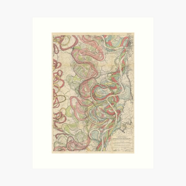 Item preview, Harold Fisk, 1944 - Ancient Courses: Mississippi River Meander Belt, Plate 22 Sheet 11 designed and sold by VISIBLECREATION.