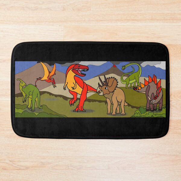 Item preview, Dinosaur Landscape with Tyrannosaurus, Stegosaurus, Triceratops, Brachiosaurus, Pterodactyl & Parasaurolophus designed and sold by BOLD-Australia.