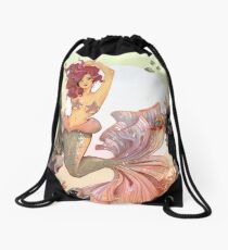 Cherry Mermaid Drawstring Bag