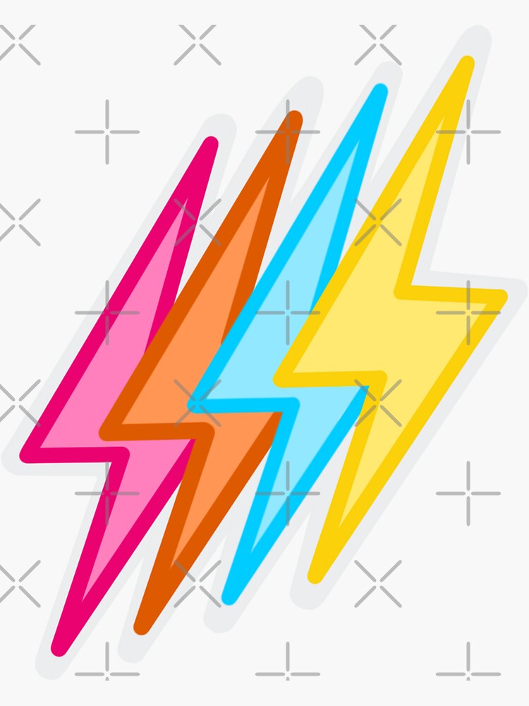 "Colorful Neon Preppy Lightning Bolt Sticker" Sticker for Sale by